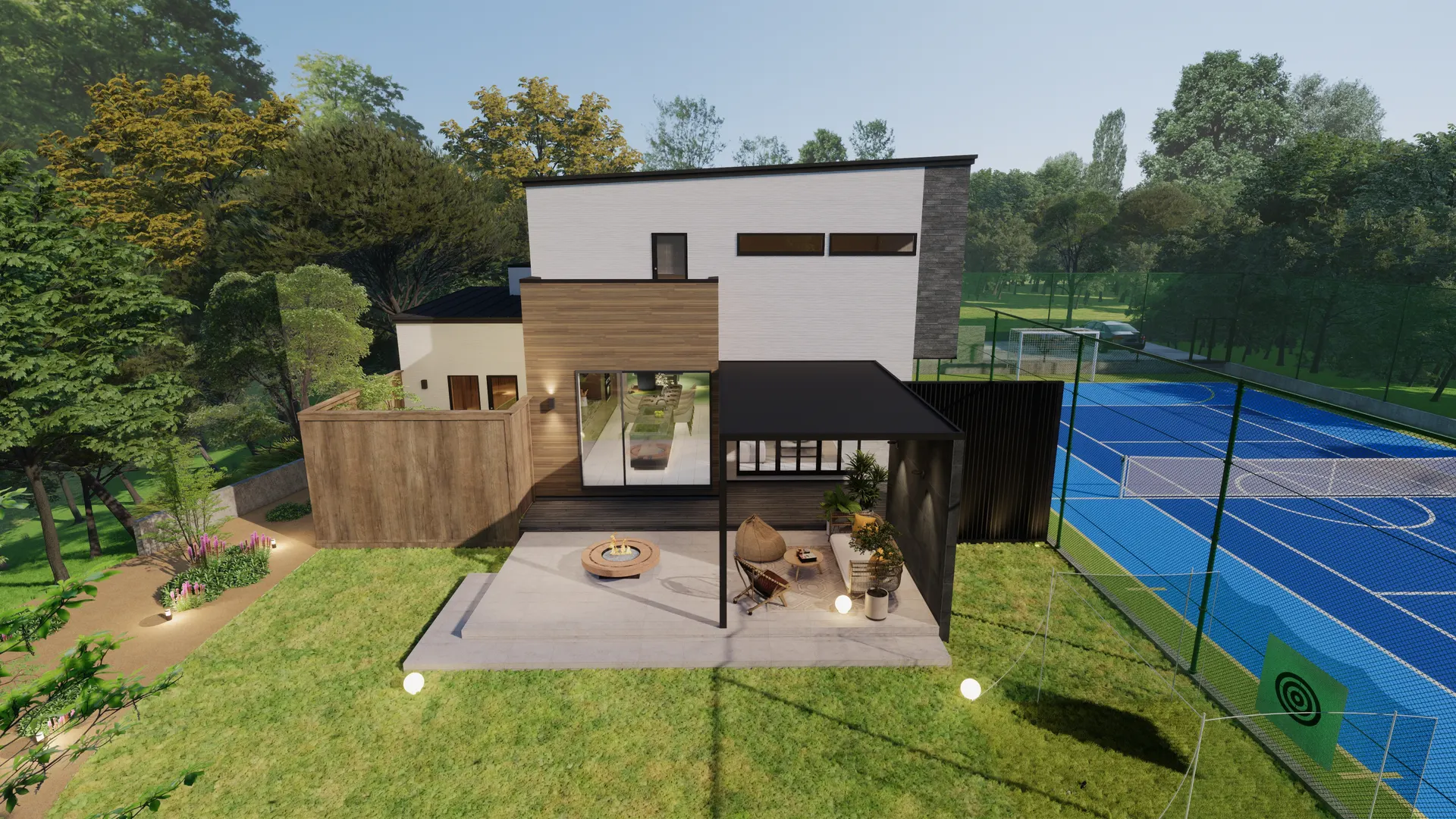 外観 - 庭とコート